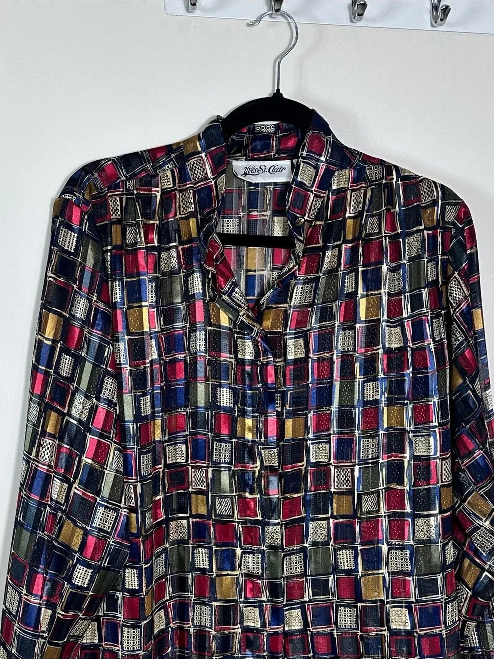 Vintage Yves St. Clair Multicolor Geometric Button-Up Blouse